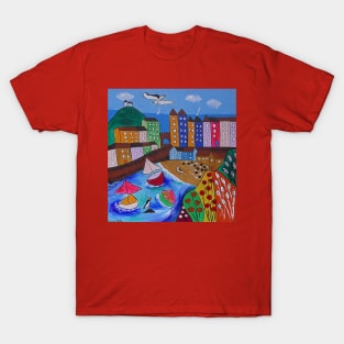 Colourful Naive view of Tenby T-Shirt